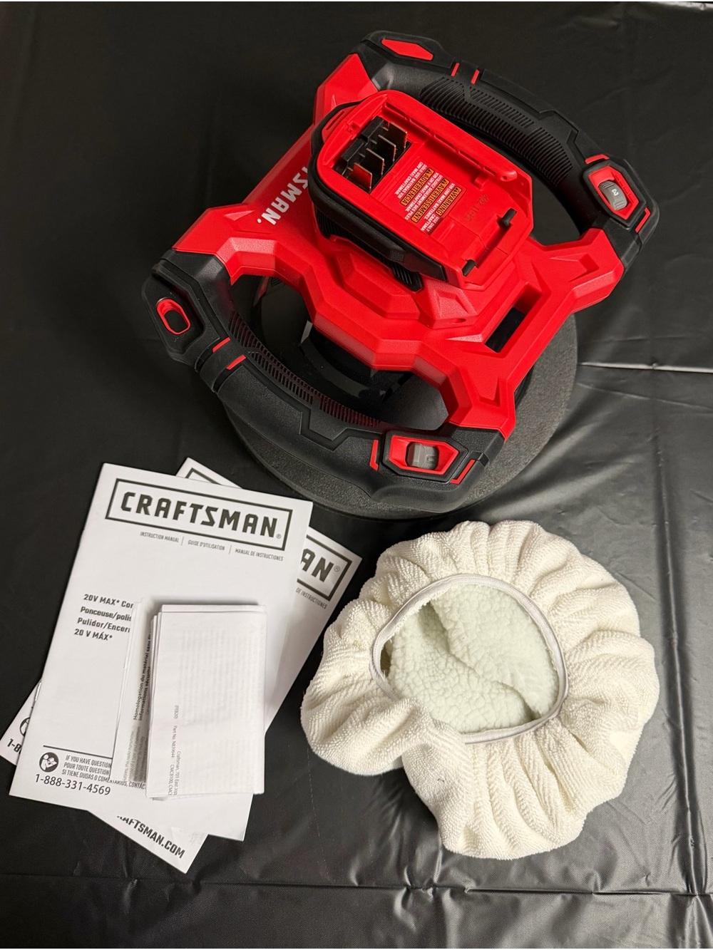 Craftsman Red and Black Cordless Polisher with Buffing Bonnet. TOOL ONLY